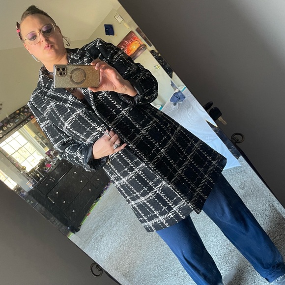SALE!!!!! NEW elegant Liz Claiborne tweed plaid coat XL fits large - Picture 5 of 13